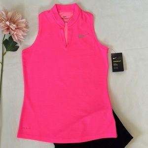 Nike Medium Aeroreact Racerback Sleeveless Golf Polo Hot Pink